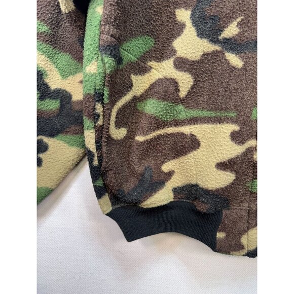 Vintage Saftbak Camo Fleece Jacket Mens S/M Green Brown - Picture 5 of 16